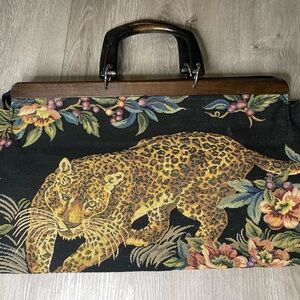 1980s tapestry cheetah duffle bag